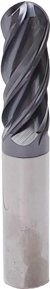 4 Flute VH Ball End Mill, AlTiN Coated, 1/4 X 1/4 X 3/8 X 2
