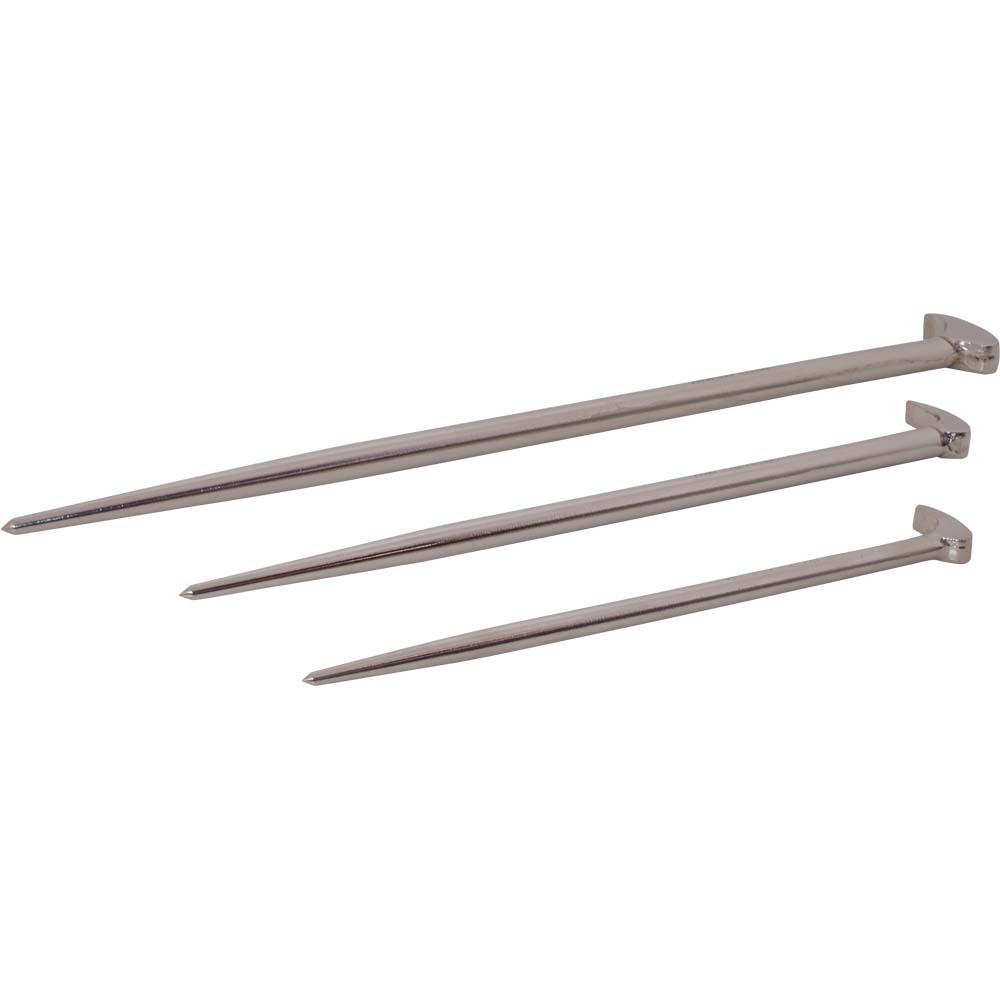 3 Piece Rolling Head Pry Bar Set, Nickel Plated Finish