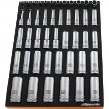 Gray Tools D096001-FT6T - 46 Piece 1/4”, 3/8”& 1/2” Drive Metric Deep Chrome Socket Set With Foam Tool Organizer