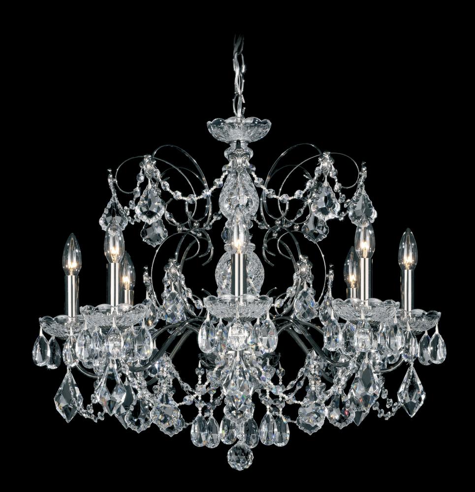 Century 8 Light 120V Chandelier in Aurelia with Clear Heritage Handcut Crystal