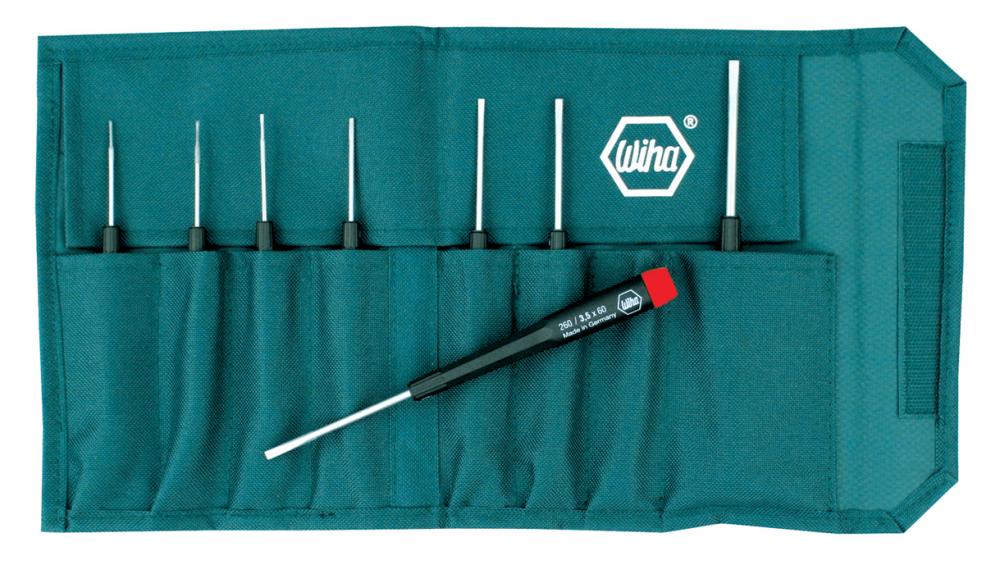 Precision Slotted Screwdrivers 8 Piece Set in Canvas Pouch