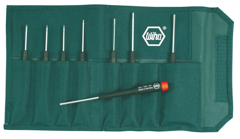 Precision Hex Inch Screwdrivers 8 Piece Set in Canvas Pouch