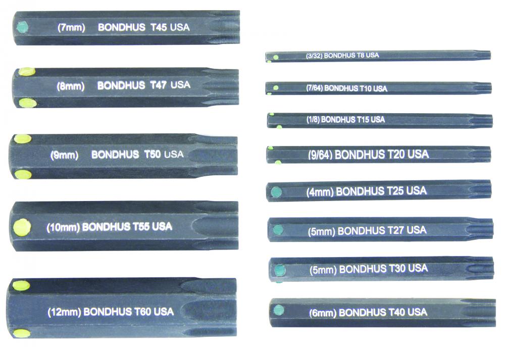 BONDHUS 13PC 2&#39; TORX® BIT SET (T8 - T60) - CLAMSHELL PACKAGE