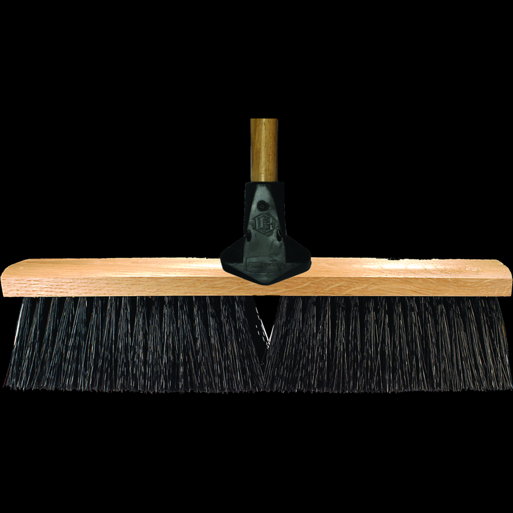 PFERD Assembled Broom Head and Flex Handle - Medium Sweep 24&#34; Black Synthetic Fill