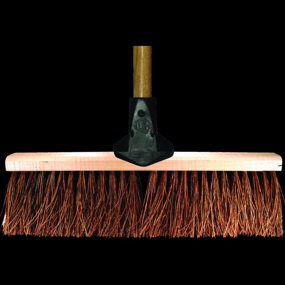 PFERD Assembled Garage Broom and Flex Handle 18&#34; Coarse Brown Palmyra Fill